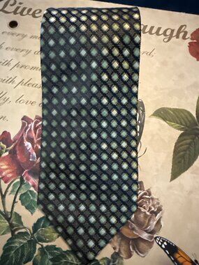 Pierre Cardin Geometric Pattern Silk Tie In Navy & Gold
